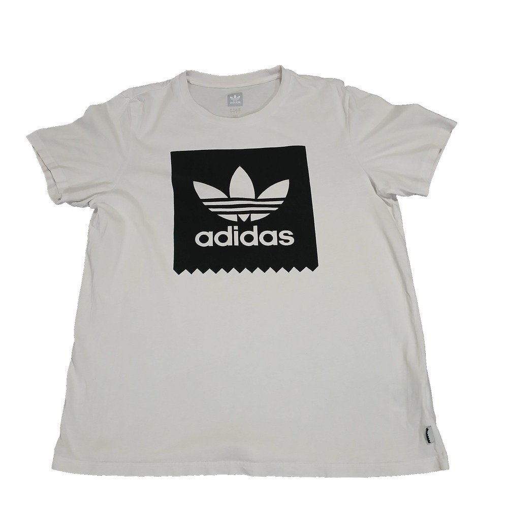 Mens Adidas Solid Logo Blackbird Tee Shirt - White Black Size‎ L